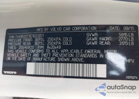 2012 Volvo Xc90 3.2 R-Design из США, поврежденный, VIN YV4952CF9C1621351